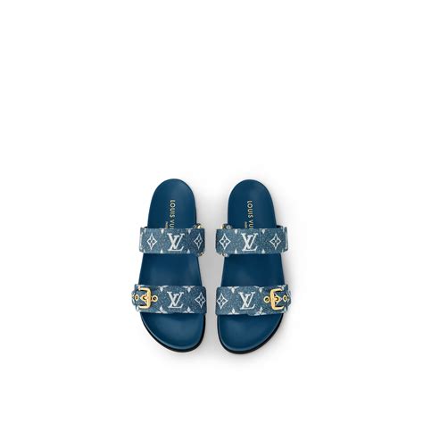 louis vuitton bom dia flat mule shearling|Louis Vuitton monogram sliders.